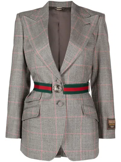 Gucci Belted Single-breasted Jacket In Wool In Black