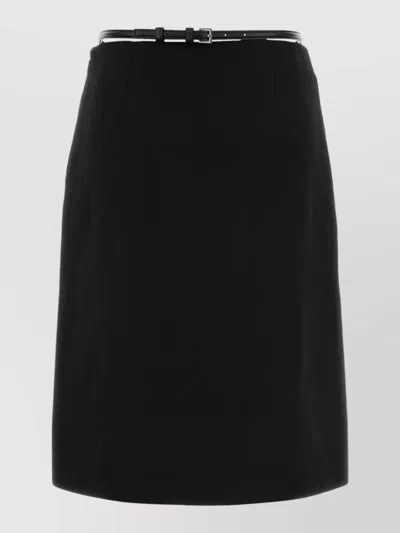 Gucci Wool Skirt Belted Waist Wrap Design In Black
