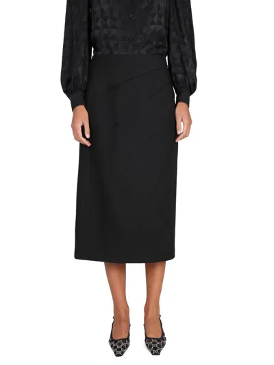 Gucci Elegant Wool Skirt With Zipper Closure In Black