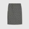 Gucci High-waisted Buttoned Wool Skirt Featuring Slit In Gray