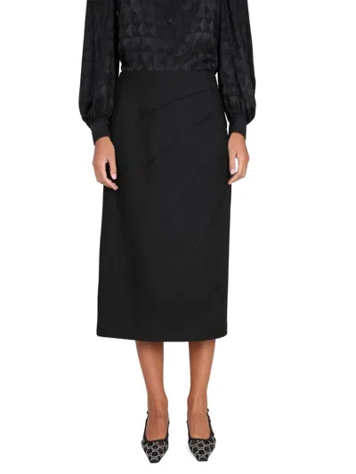 Gucci Wool Skirt With Draping In Black