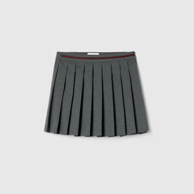 Gucci Kids' Wool Skirt With Embroidery In Gray