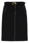 Gucci Wool Skirt With Removable Belt Skirts Black In Black