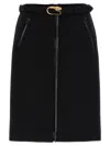 Gucci Black Wool Skirt With Removable Belt In Black