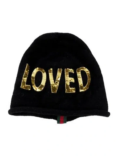 Pre-owned Gucci Wool Skull Hat In Black
