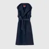 Gucci Wool Sleeveless Coat With Embroidery In Blue