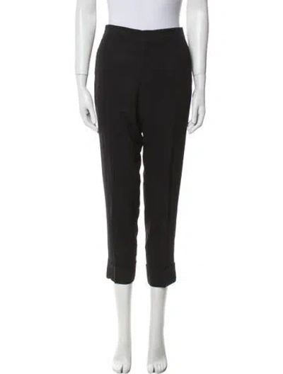 Pre-owned Gucci Wool Straight Leg Pants In Black