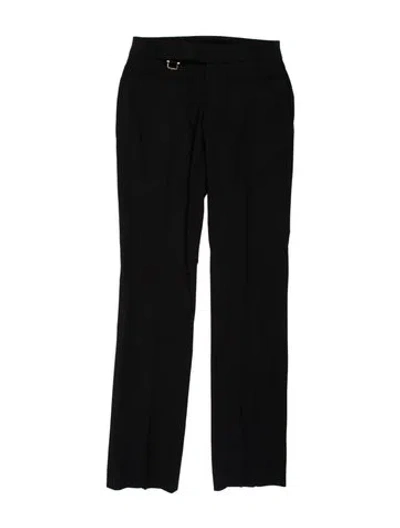 Pre-owned Gucci Wool Straight Leg Pants In Black