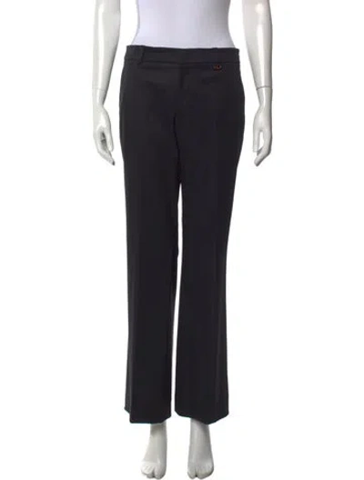 Pre-owned Gucci Wool Straight Leg Pants In Black