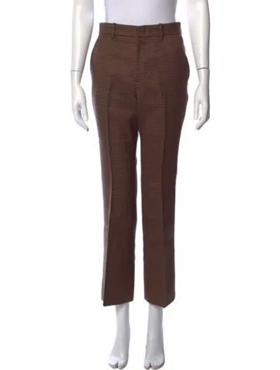 Pre-owned Gucci Wool Straight Leg Pants In Brown