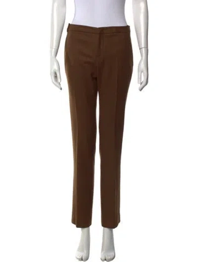 Pre-owned Gucci Wool Straight Leg Pants In Brown
