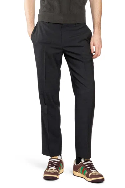 Gucci Wool Straight Leg Pants In Blue