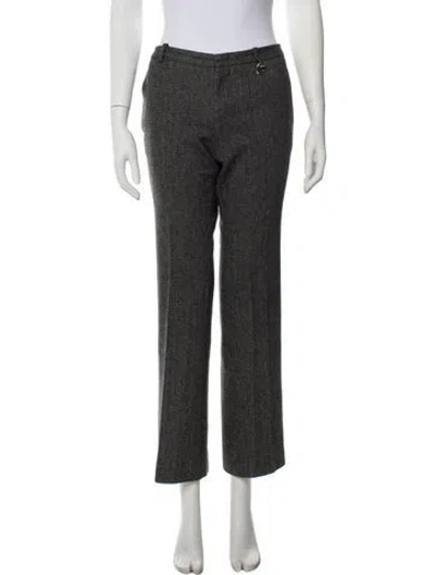 Pre-owned Gucci Wool Straight Leg Pants In Grey