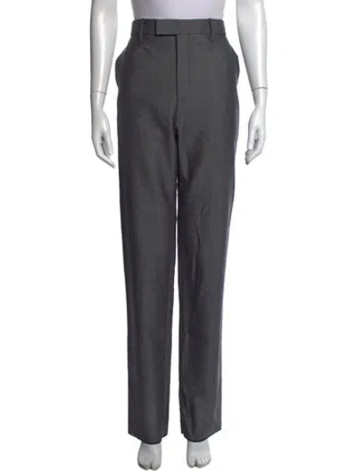 Pre-owned Gucci Wool Straight Leg Pants In Grey