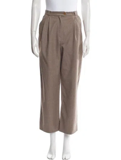 Pre-owned Gucci Wool Straight Leg Pants In Neutral