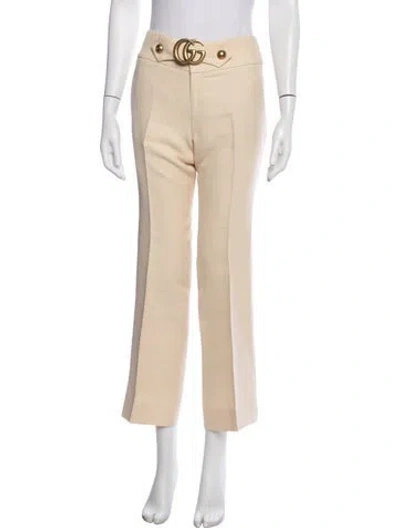 Pre-owned Gucci Wool Straight Leg Pants In Neutrals