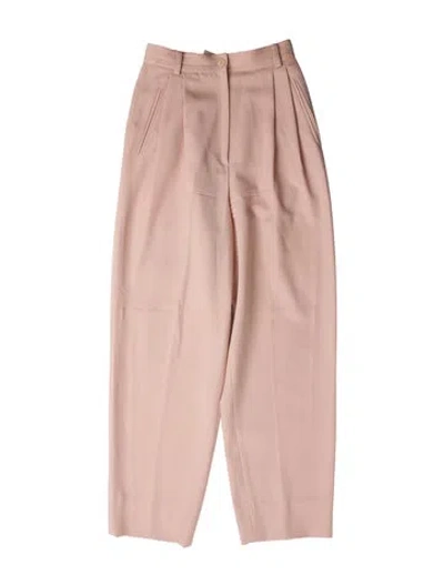 Pre-owned Gucci Wool Straight Leg Pants In Pink