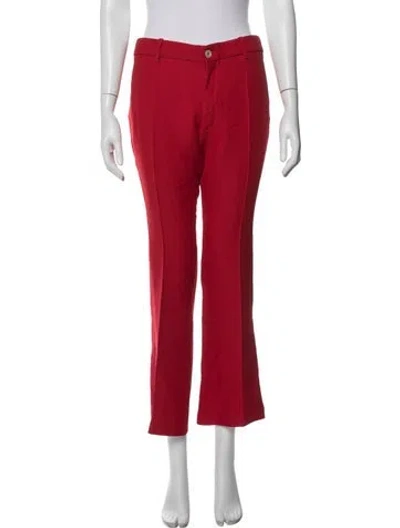 Pre-owned Gucci Wool Straight Leg Pants In Red