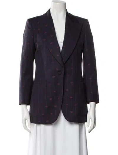 Pre-owned Gucci Wool Striped Blazer In Blue