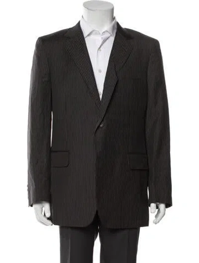 Pre-owned Gucci Wool Striped Blazer In Gray