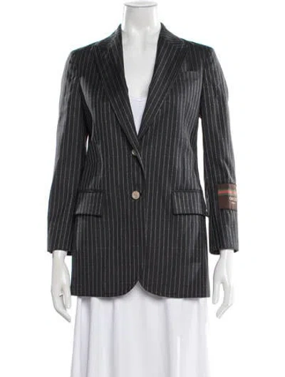 Pre-owned Gucci Wool Striped Blazer In Gray