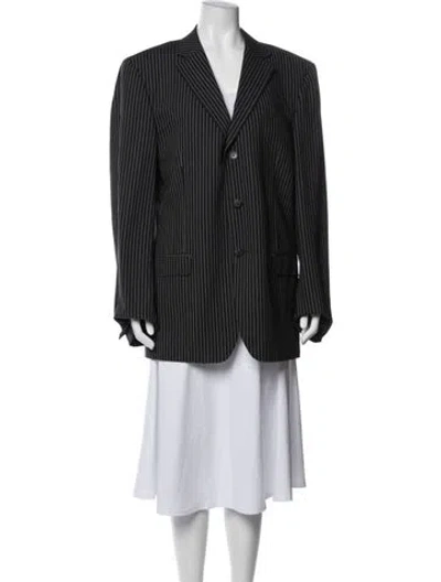 Pre-owned Gucci Wool Striped Blazer In Gray
