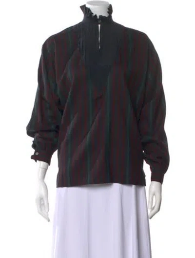Pre-owned Gucci Wool Striped Blouse In Black