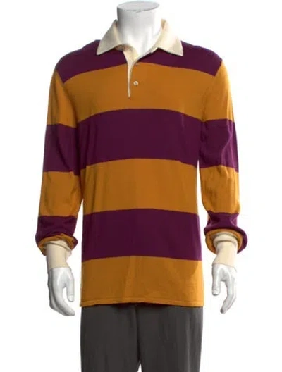 Pre-owned Gucci Wool Striped Polo Sweater W/ Tags In Purple
