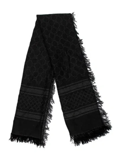 Pre-owned Gucci Wool Striped Scarf In Black