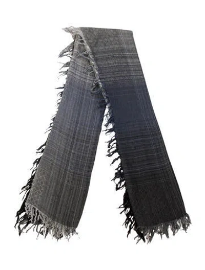 Pre-owned Gucci Wool Striped Scarf In Blue
