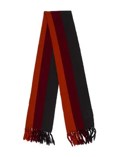 Pre-owned Gucci Wool Striped Scarf In Burgundy
