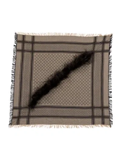 Pre-owned Gucci Wool Striped Scarf In Neutral