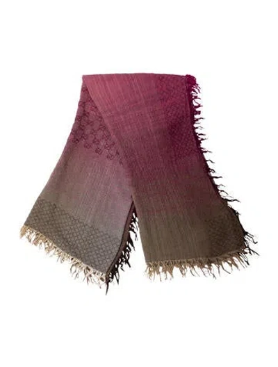 Pre-owned Gucci Wool Striped Shawl In Neutral