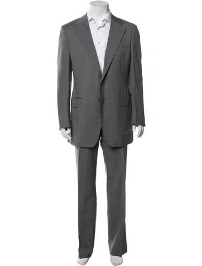 Pre-owned Gucci Wool Striped Suit In Gray