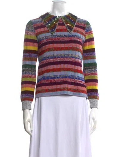 Pre-owned Gucci Wool Striped Sweater In Purple
