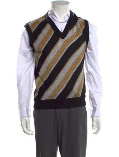 Pre-owned Gucci Wool Striped Sweater Vest In Black