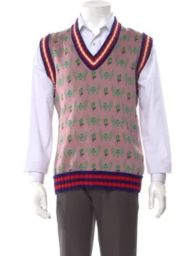 Pre-owned Gucci Wool Striped Sweater Vest In Pink