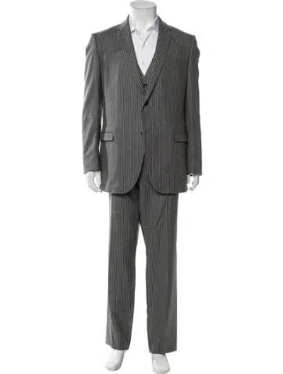 Pre-owned Gucci Wool Striped Three-piece Suit Vest In Gray