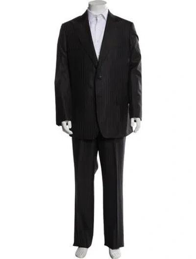 Pre-owned Gucci Wool Striped Two Piece Suit In Grey