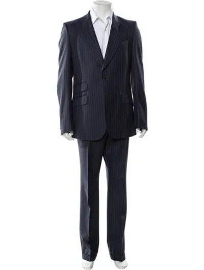 Pre-owned Gucci Wool Striped Two-piece Blazer In Blue