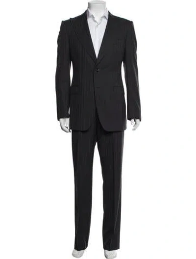 Pre-owned Gucci Wool Striped Two-piece Suit In Black