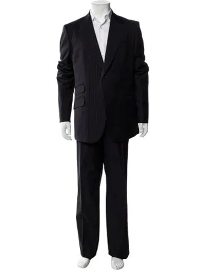 Pre-owned Gucci Wool Striped Two-piece Suit In Blue