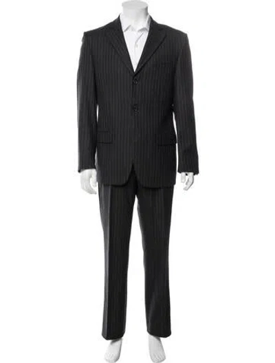 Pre-owned Gucci Wool Striped Two-piece Suit Vest In Black