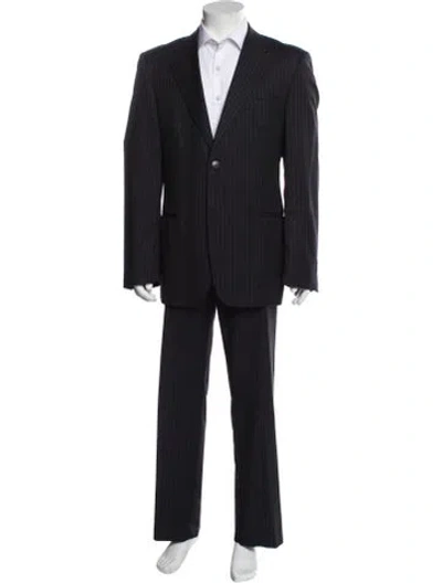 Pre-owned Gucci Wool Striped Two-piece Suit Vest In Blue