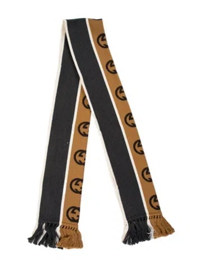 Pre-owned Gucci Wool Sukey Logo Scarf W/ Tags In Grey
