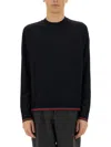 Gucci Textured Knit Sweater Contrast Trim In Blue