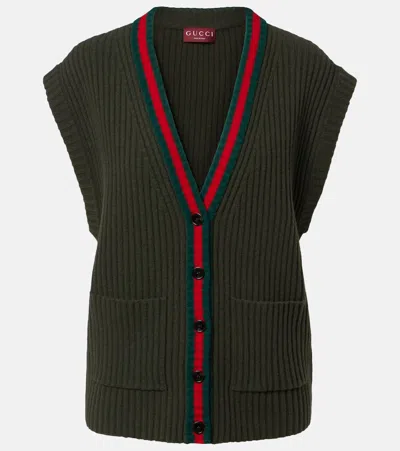 Gucci Wool Sweater Vest In Green