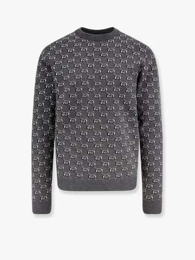 GUCCI WOOL SWEATER WITH ALL-OVER GG MOTIF