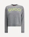 Gucci Wool Sweater With Embroidered Monogram In Gray
