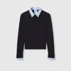 Gucci Wool Sweater With Embroidery In Blue